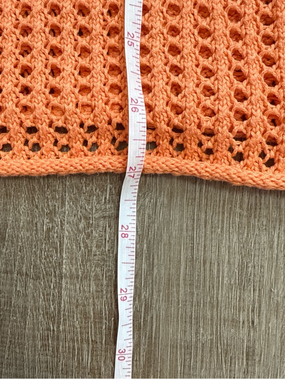 Jeanne Pierre 100% Cotton Open Knit Crochet Orange Top With Side Slits Size L - Picture 11 of 11